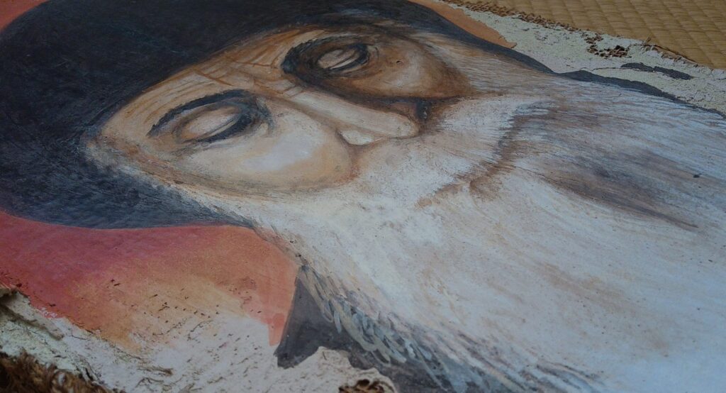 Tavola pittorica realizzata con terre naturali